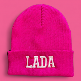 LADA kötött visszahajtott gyerek sapka, fukszia